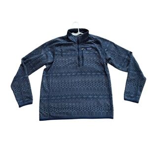 Patagonia Mens Better Sweater 1/4 Zip Fleece Pullover Blue Fish Pattern Size M